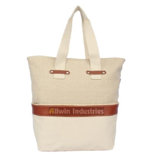 Plain Fusion Jute Tote Bags, Size : W 19