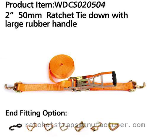 CS5004 2 50mm Ratchet Tie Down With Large Rubber Handle