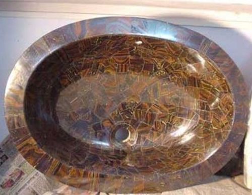 Polished Stone Tiger Eye Sink, For Bathroom Use