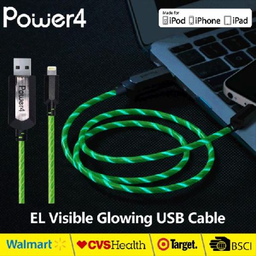 Mfi Glowing USB Cable 2.4A Current For Iphone Lightning Connector