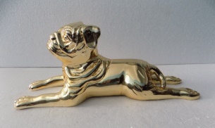 Polished Gold Dog Statue, Size : 22cm