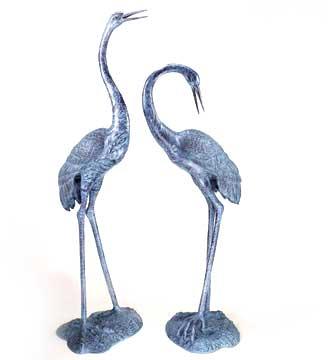 Large Brass Crane Statue