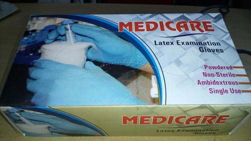 Medicare Latex Examination Gloves, Size : Small, Medium, Large