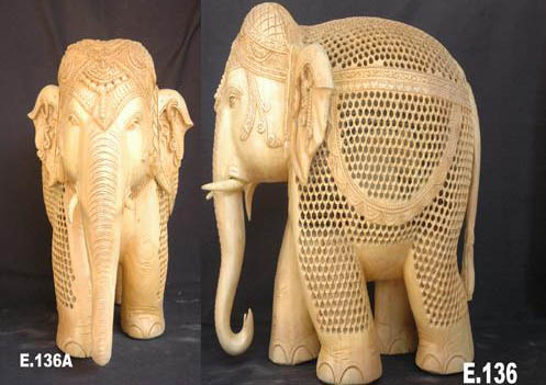 White Wood Elephant