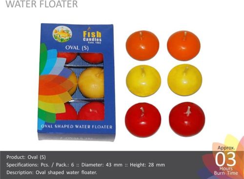 Round Paraffin Wax Water Floating Candle Oval-S, Color : Multi