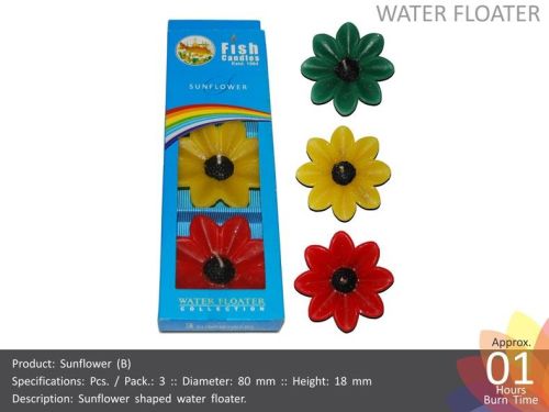 Paraffin Wax Water Floating Candle Sunflower-B, For Home Decor, Color : Multi