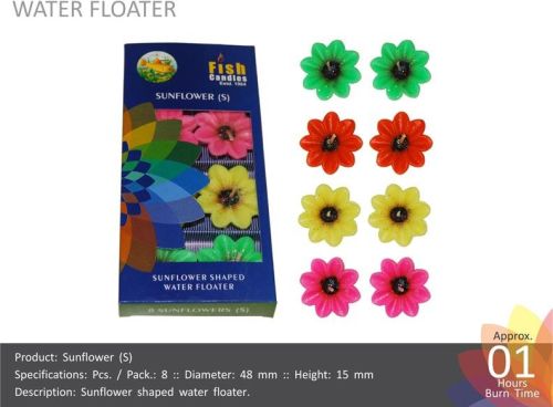 Paraffin Wax Water Floating Candle Sunflower-S, For Home Decor, Color : Multi