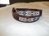 Printed Beaded Leather Belt