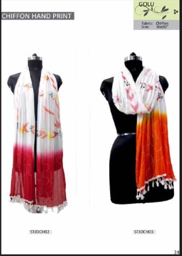 Chiffon Hand Print Dupatta
