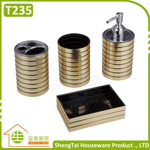 Hotel Metal Bathroom Accessory Set With Dispenser Tumbler Toothbrush H