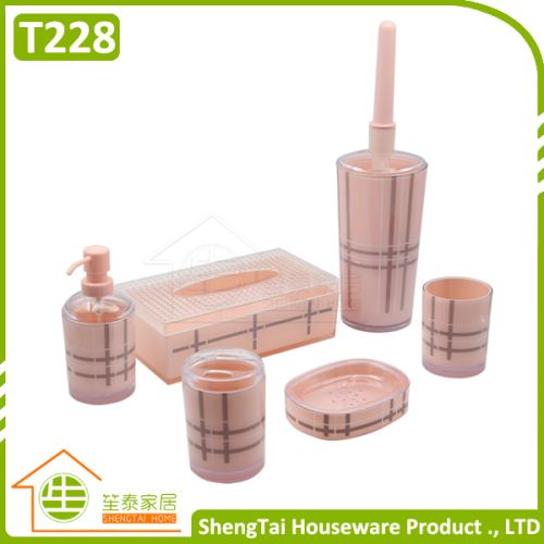 UK Fashion Grid Pattern Plastic Bathroom Accessory Set For Christmas G