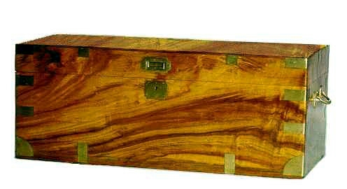 Metal Trim Grain Finish Storage Chest, Color : Natural Wood Polish