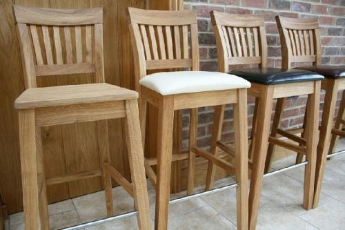 Slat Back Mixed Seat Bar Stool Set