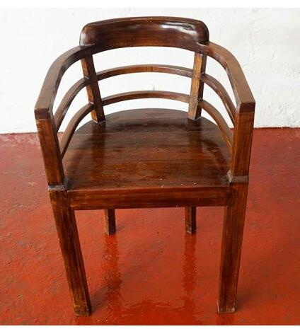 Polished Hardwood Slat Arm Solid Wood Accent Chair