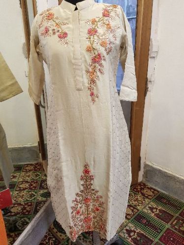 Pure Chanderi Zardozi Hand Work Kurti, Size : M/L/XL