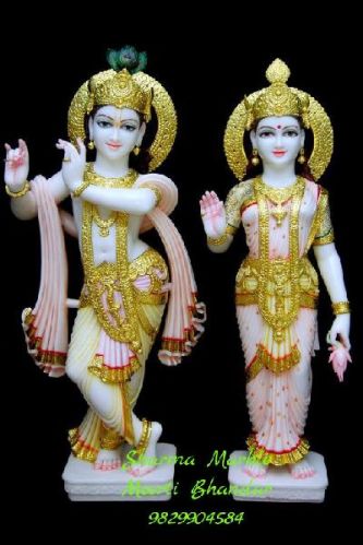 Radha Krishna Marble Statue, Color : Multi