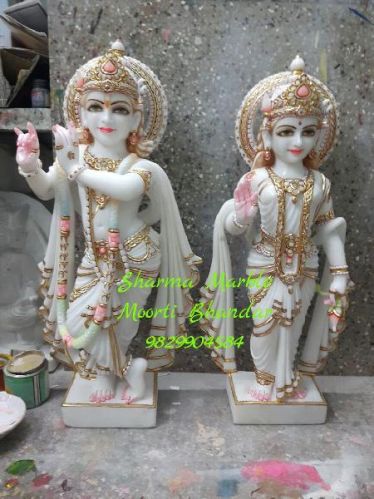 Radha Krishna Pure White Statue, Color : Multi