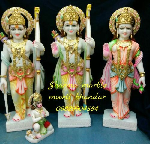 Makrana Marble White Marble Lord RAM Darbar Statue