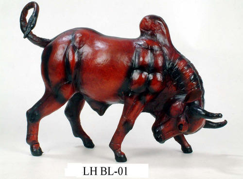 Appu Arts Leather Fighting Bull Statues