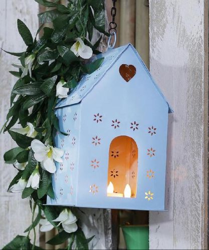 Metal Blue Bird House