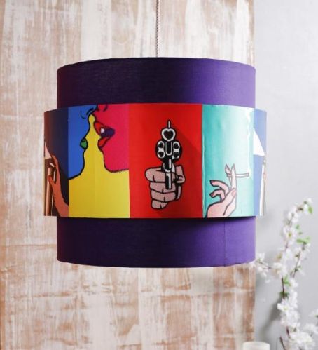 Craftkriti Metal/Fabric Popart Hanging Shade, Color : Multicolor