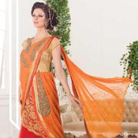 Embroidery Party Wear Saree, Feature : Anti Shrink, Comfortable, Elegant Design