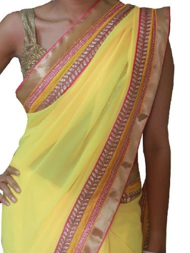 Plain Border Sarees, Saree Length : 5.5 M
