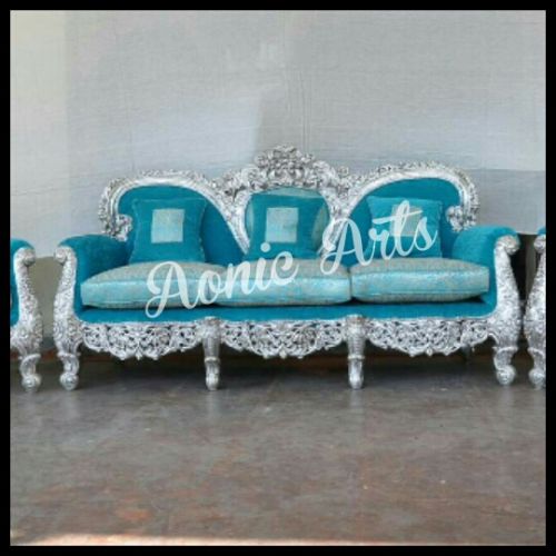 Polished Iron Silver Inlay Sofa, For Home, Hotel, Office, Size : 12x30x30inch, 13x32x32inch, 14x34x34inch