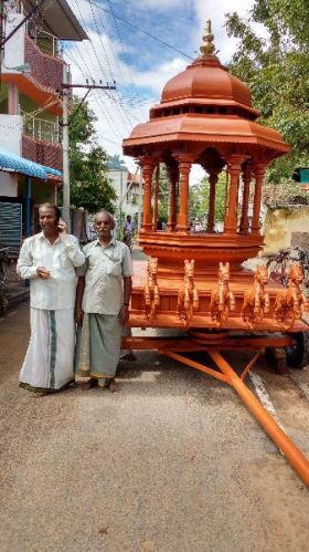 Polished Metal Temple Chariot, For Decoration Use, Style : Antique