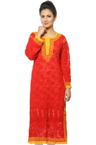 Printed Ladies Lucknowi Long Kurtis, Occasion : Festival Wear, Party Wear