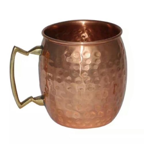 Round Polished Copper Hammered Mug, For Drinkware, Style : Modern