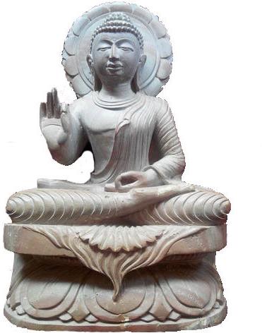 Red Stone Buddha Statue