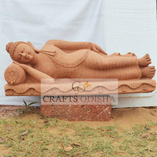 Crafts Odisha Sandstone Buddha Sleeping Statue, For Garden/Home Decoration