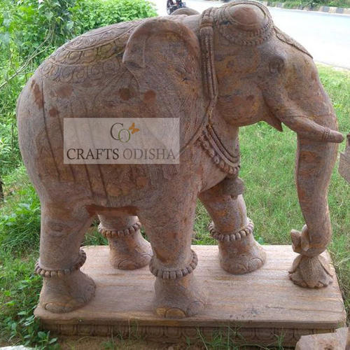 Crafts Odisha Sandstone Elephant Statue, For Garden/Home Decoration