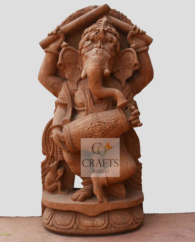 Sandstone Ganesha Dancing Sculpture, For Garden/Home Decoration