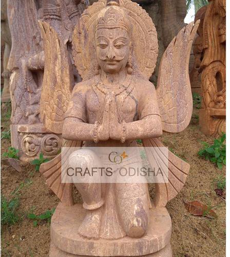 Crafts Odisha Sandstone Garuda Statue, For Garden/Home Decoration