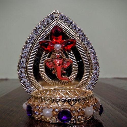 RECTANGULAR STEEL GANESHJI DIYA, For DECORATION, Feature : DESIGN