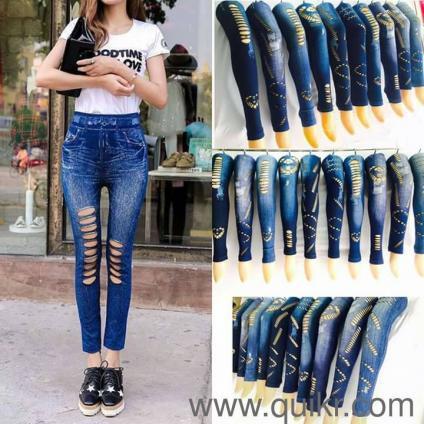 Cut Work Denim Jeggings, Gender : Female