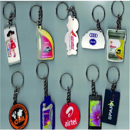 Multishape Polished Promotional Wooden Printed Keychains, Pattern : Plain