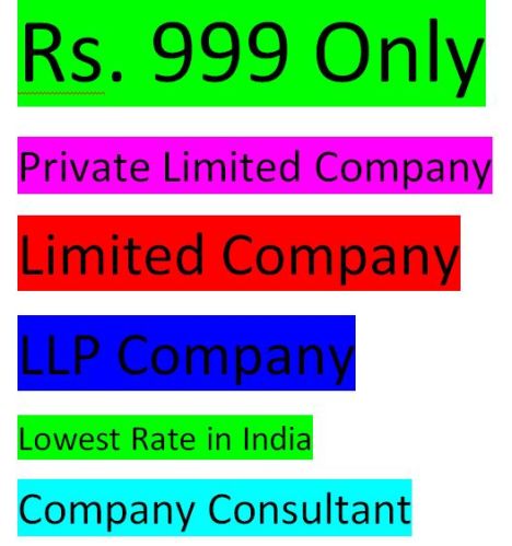 Company Registration At Just Rs. 999 Only