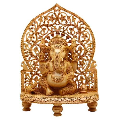 Wooden Laughing Buddha Statue, Color : Brown