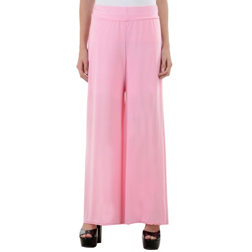 Chick Garb Pink Cotton Lycra Palazzo Pants