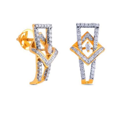 Charu Jewels Polished Diamond Gold Earrings, Gender : Female