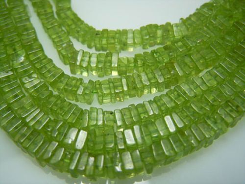 Peridot Faceted Heishi Cut Flat Square Shaped Beads