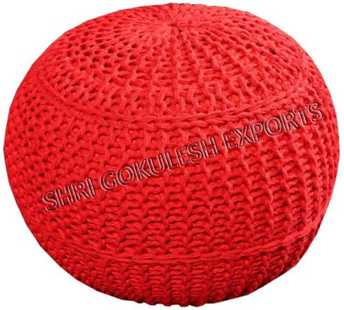 Knitted Cotton Pouf, For Home, Living Room, Office Use, Indoor, Decoration, Hotel, Feature : Handmade