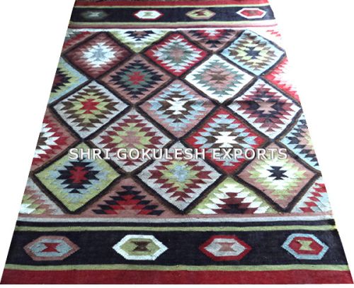 SGE Chevron Woollen Patchwork Rugs, Technique : Woven