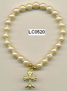 Imitation Pearlized Bead Bracelet With Charm