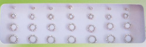 White Round Bindis With Stone Outline