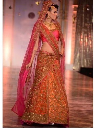 Bridal Lehenga, Color : Orange Pink