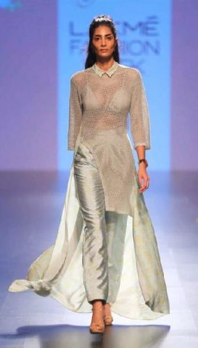 Plain Chiffon Indo Western Dress, Size : M